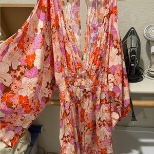 Fighting Eel Dress Hoku in Mahogany Retro Bloom in Size M